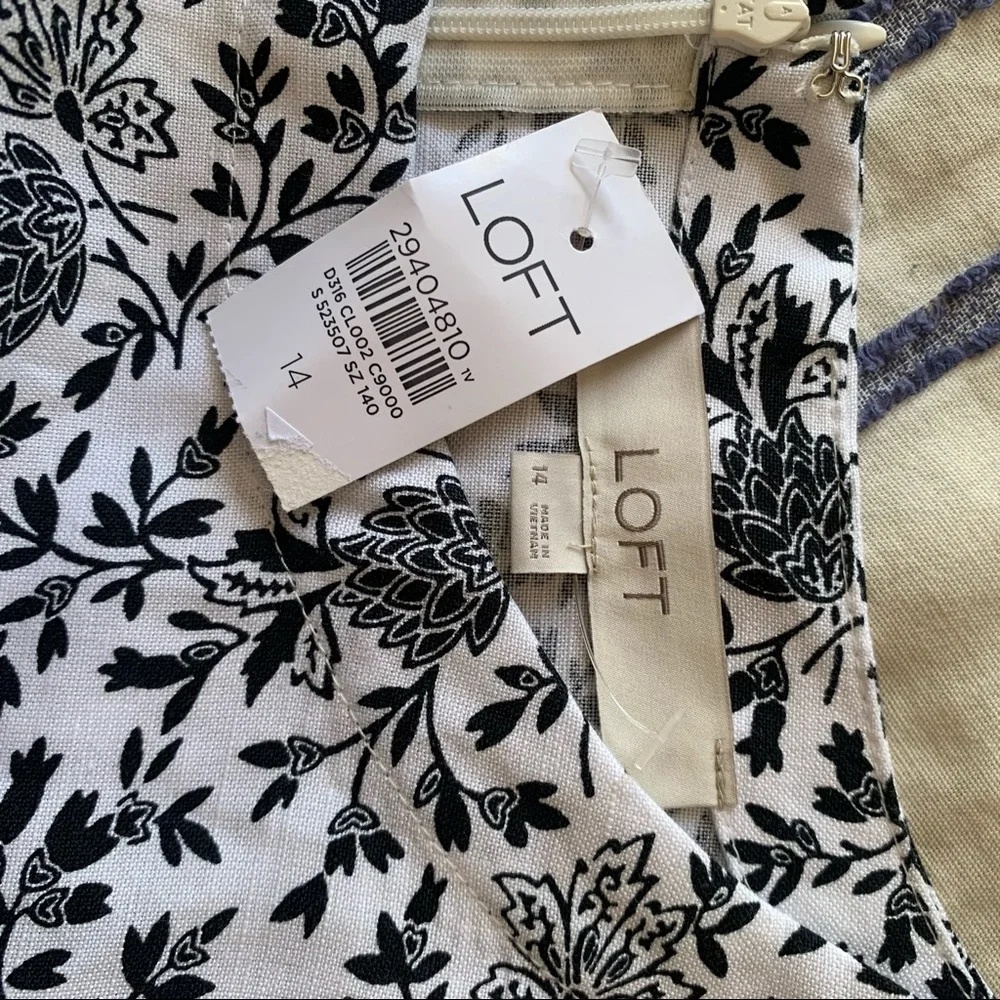 NWT LOFT Floral Ruched Short Sleeve Mini Shift Dress 14 - Picture 12 of 12